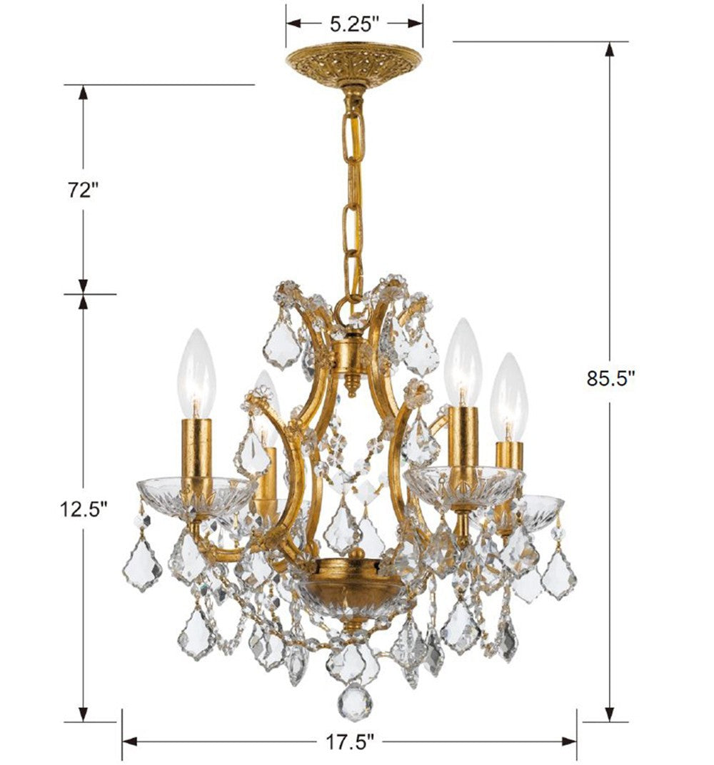 Crystorama - 4454-GA-CL-MWP - Four Light Mini Chandelier - Filmore - Antique Gold