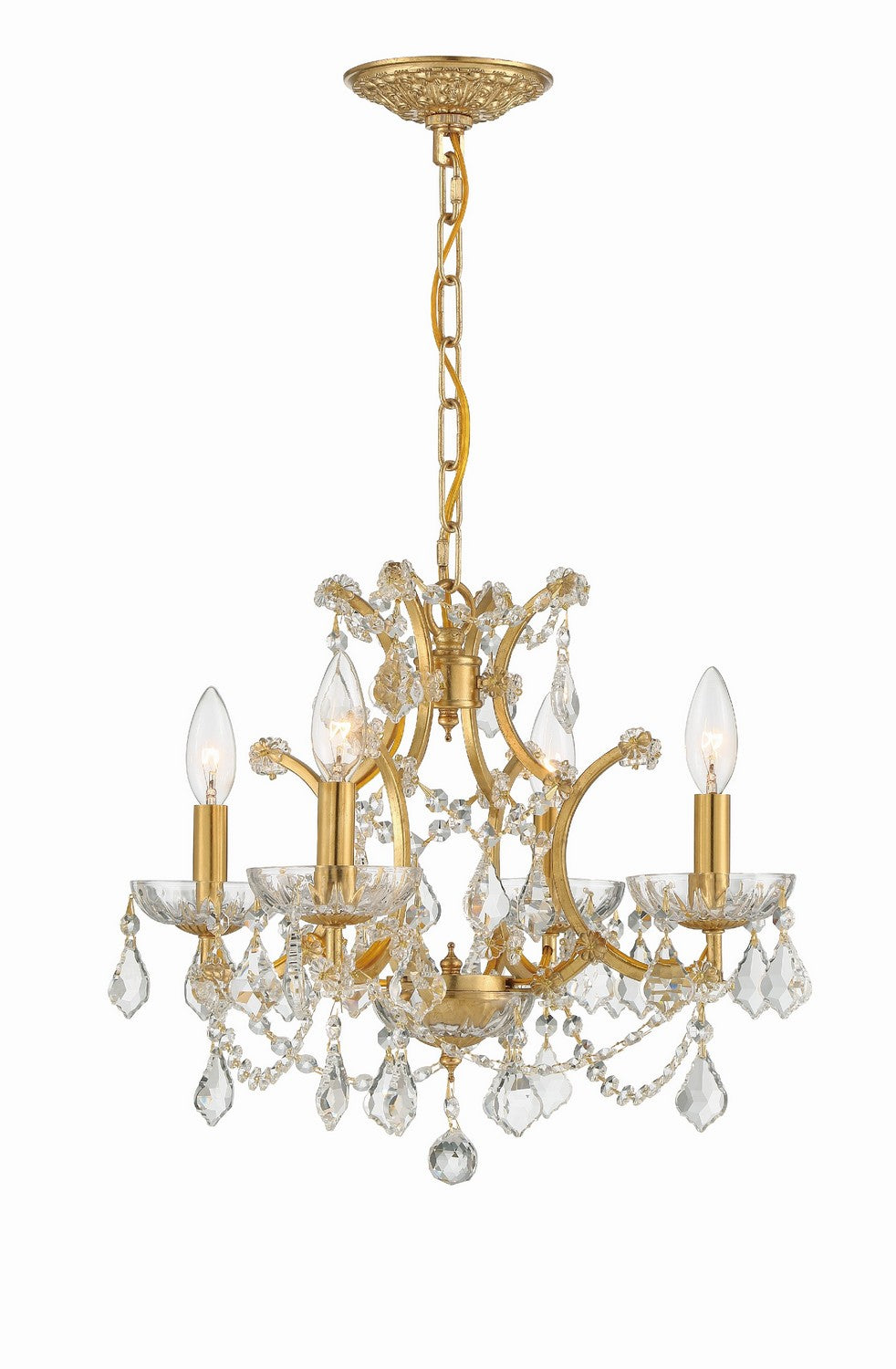 Crystorama - 4454-GA-CL-MWP - Four Light Mini Chandelier - Filmore - Antique Gold