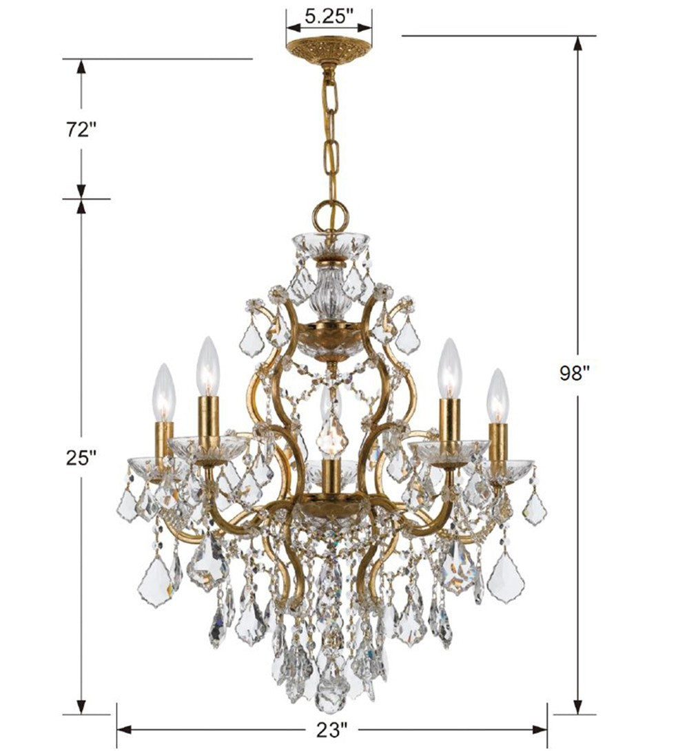 Crystorama - 4455-GA-CL-MWP - Six Light Chandelier - Filmore - Antique Gold