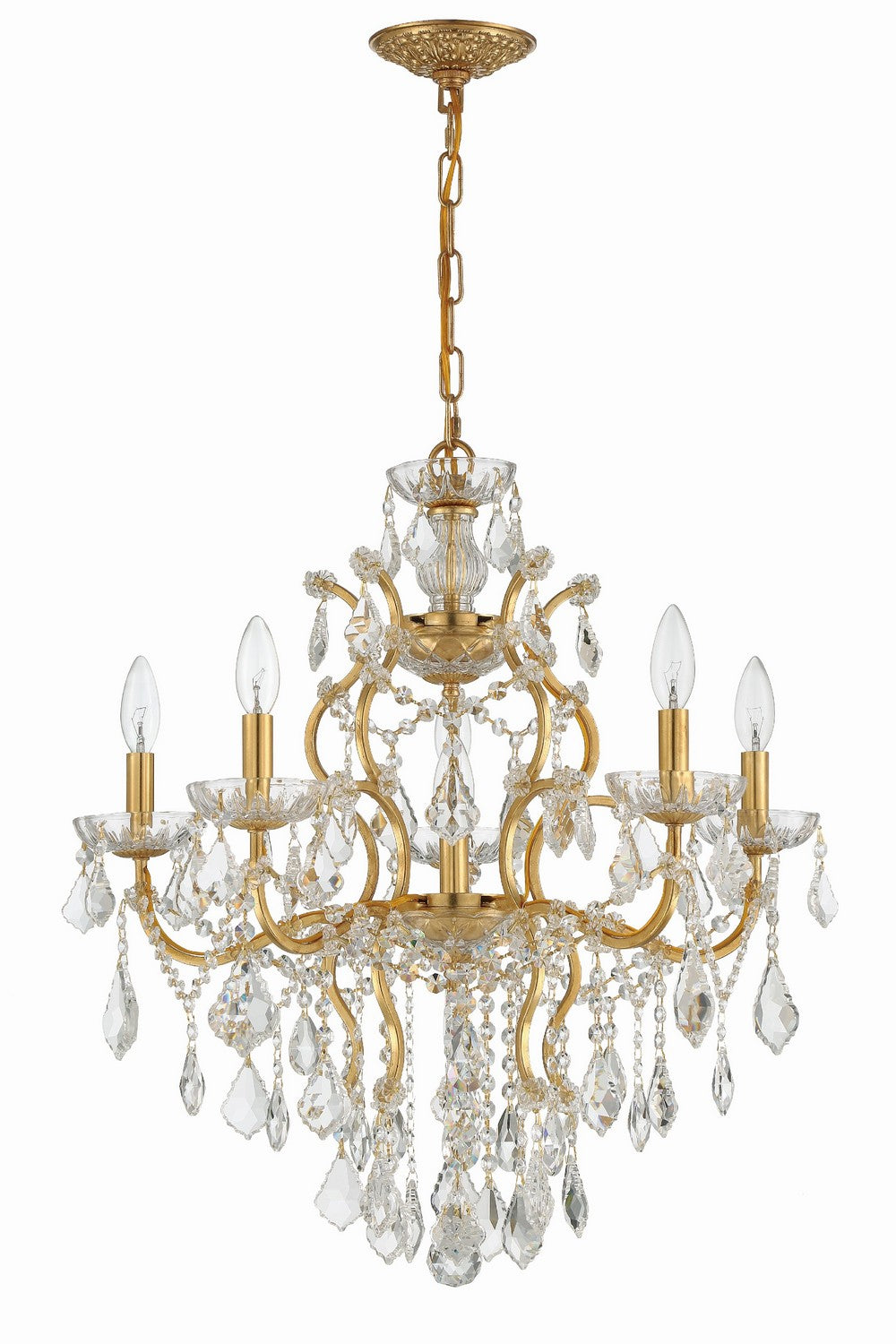 Crystorama - 4455-GA-CL-MWP - Six Light Chandelier - Filmore - Antique Gold