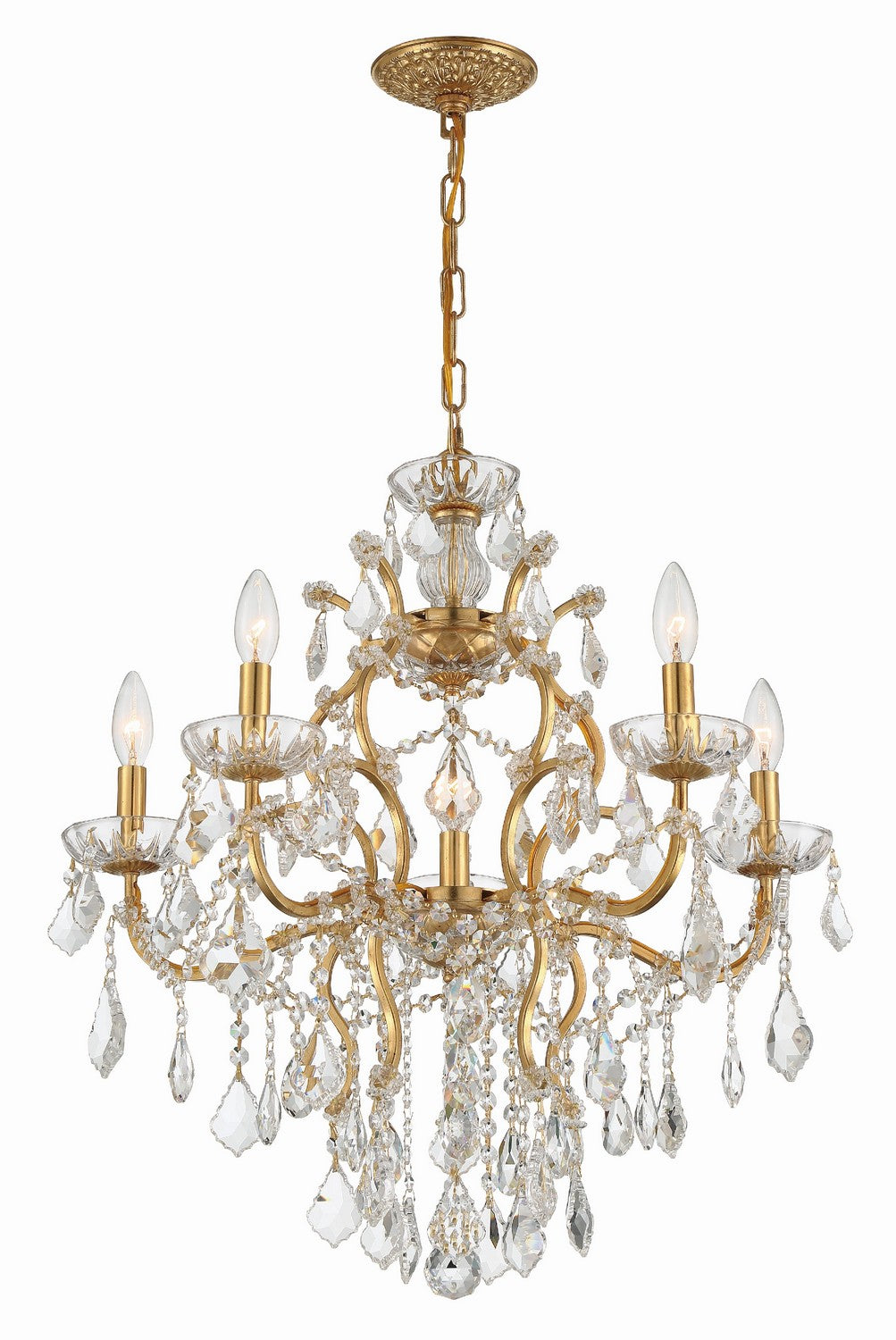 Crystorama - 4455-GA-CL-MWP - Six Light Chandelier - Filmore - Antique Gold