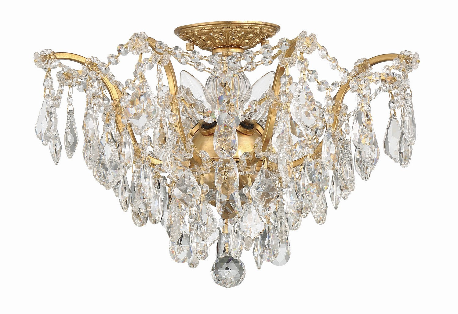 Crystorama - 4457-GA-CL-MWP - Five Light Flush Mount - Filmore - Antique Gold