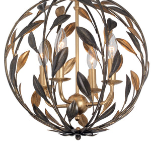 Crystorama - 504-EB-GA - Four Light Mini Chandelier - Broche - English Bronze / Antique Gold