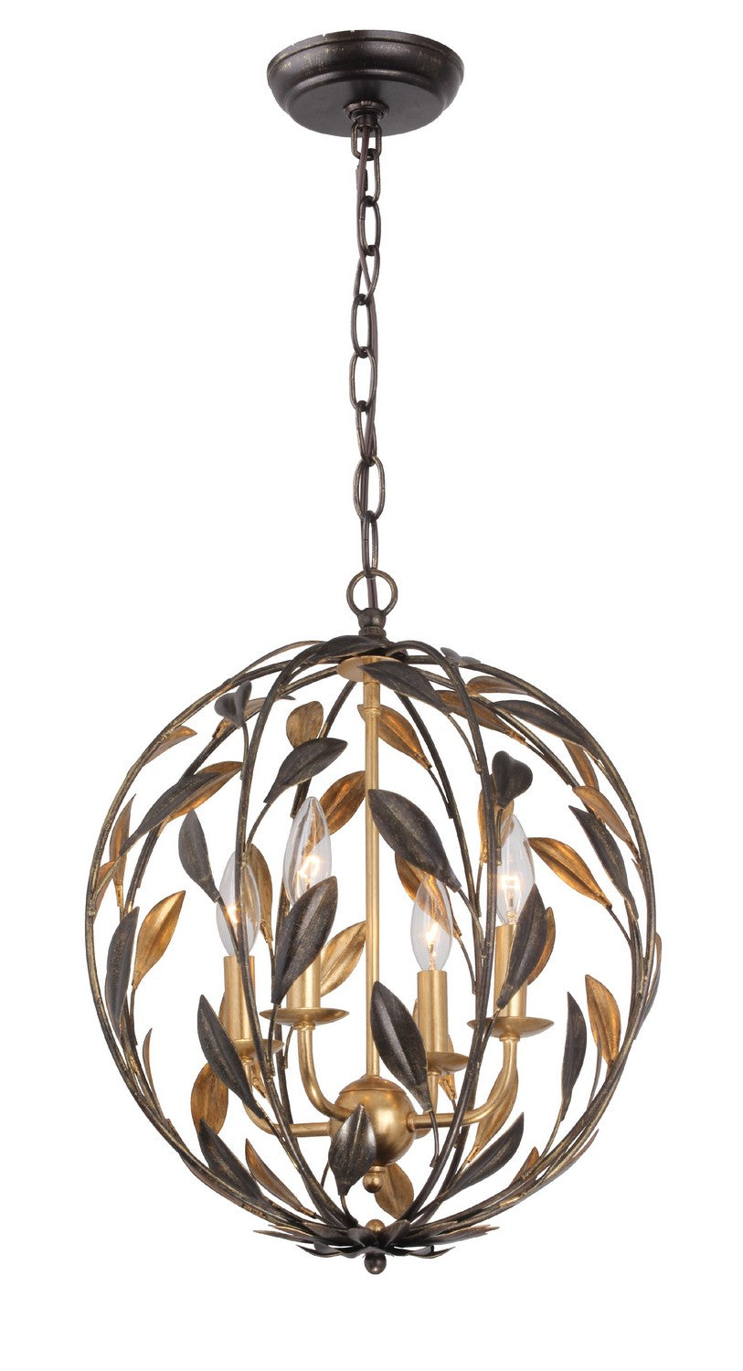 Crystorama - 504-EB-GA - Four Light Mini Chandelier - Broche - English Bronze + Antique Gold