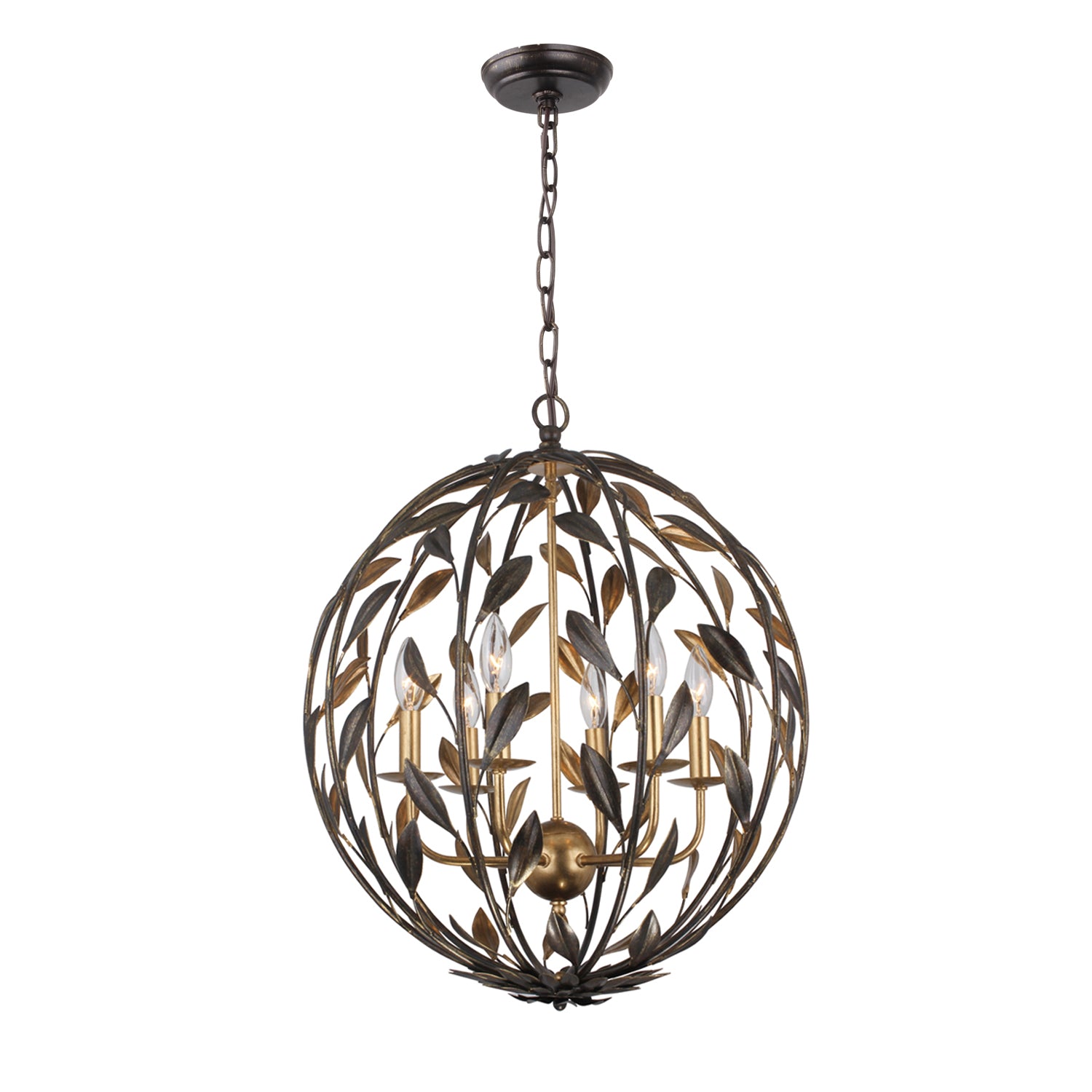 Crystorama - 506-EB-GA - Six Light Chandelier - Broche - English Bronze / Antique Gold