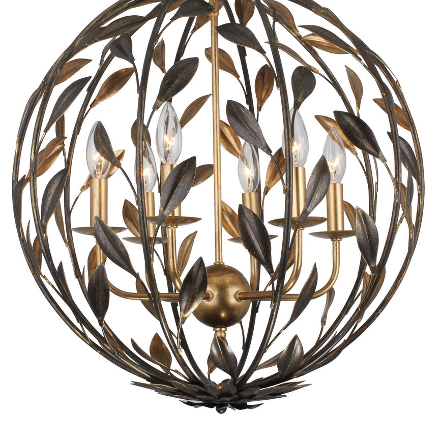 Crystorama - 506-EB-GA - Six Light Chandelier - Broche - English Bronze / Antique Gold