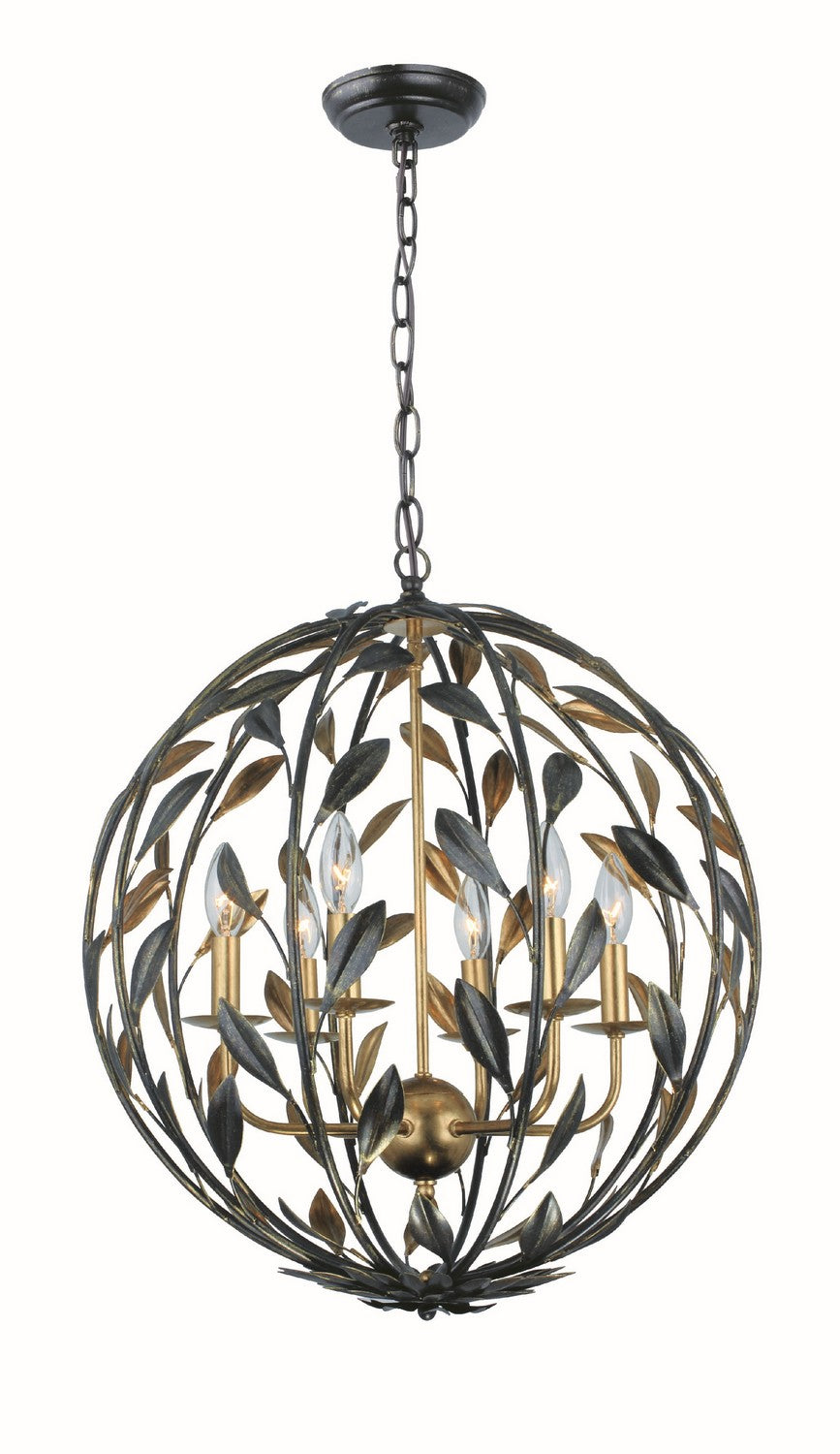 Crystorama - 506-EB-GA - Six Light Chandelier - Broche - English Bronze / Antique Gold