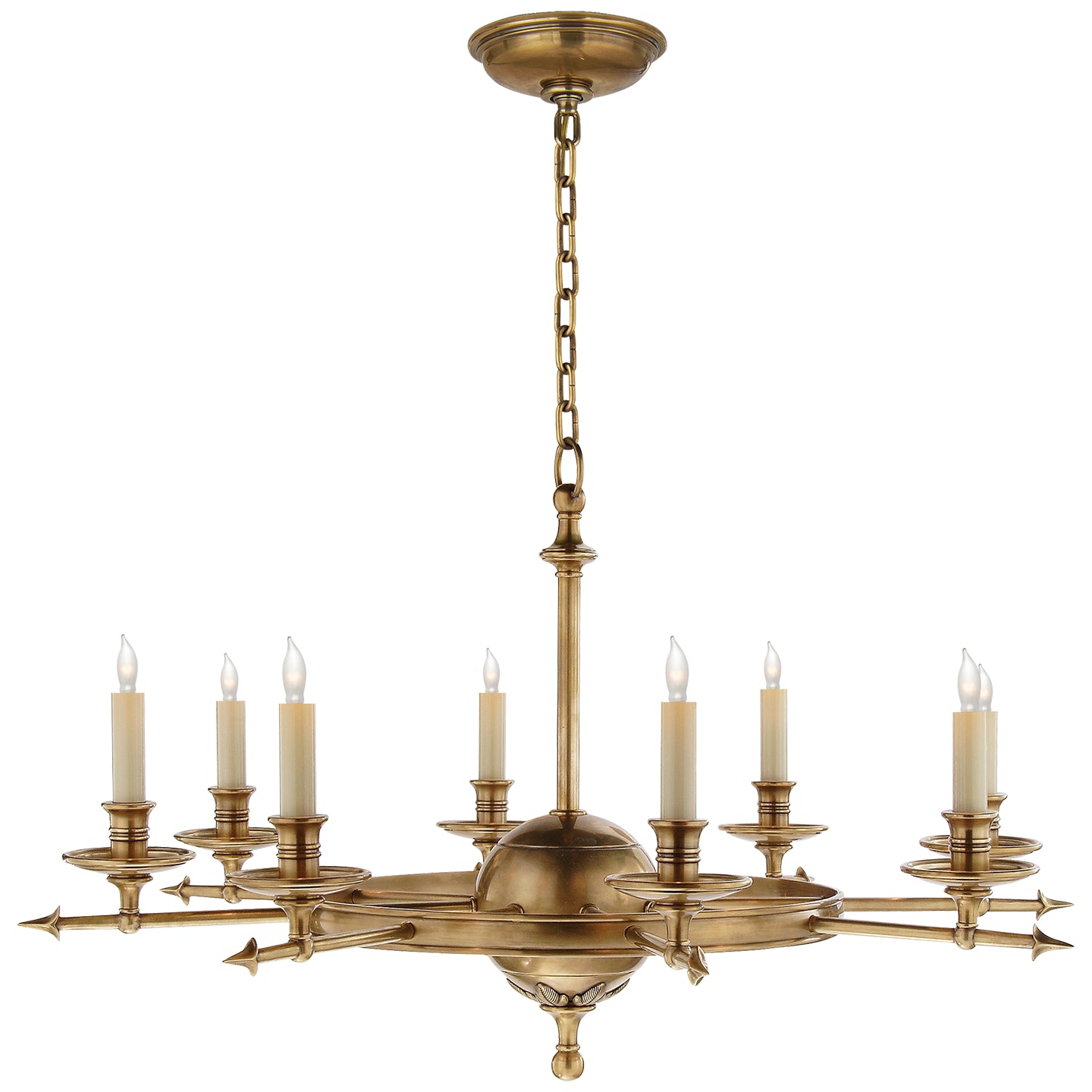 Visual Comfort Signature - CHC 1447AB - Eight Light Chandelier - Leaf and Arrow - Antique-Burnished Brass