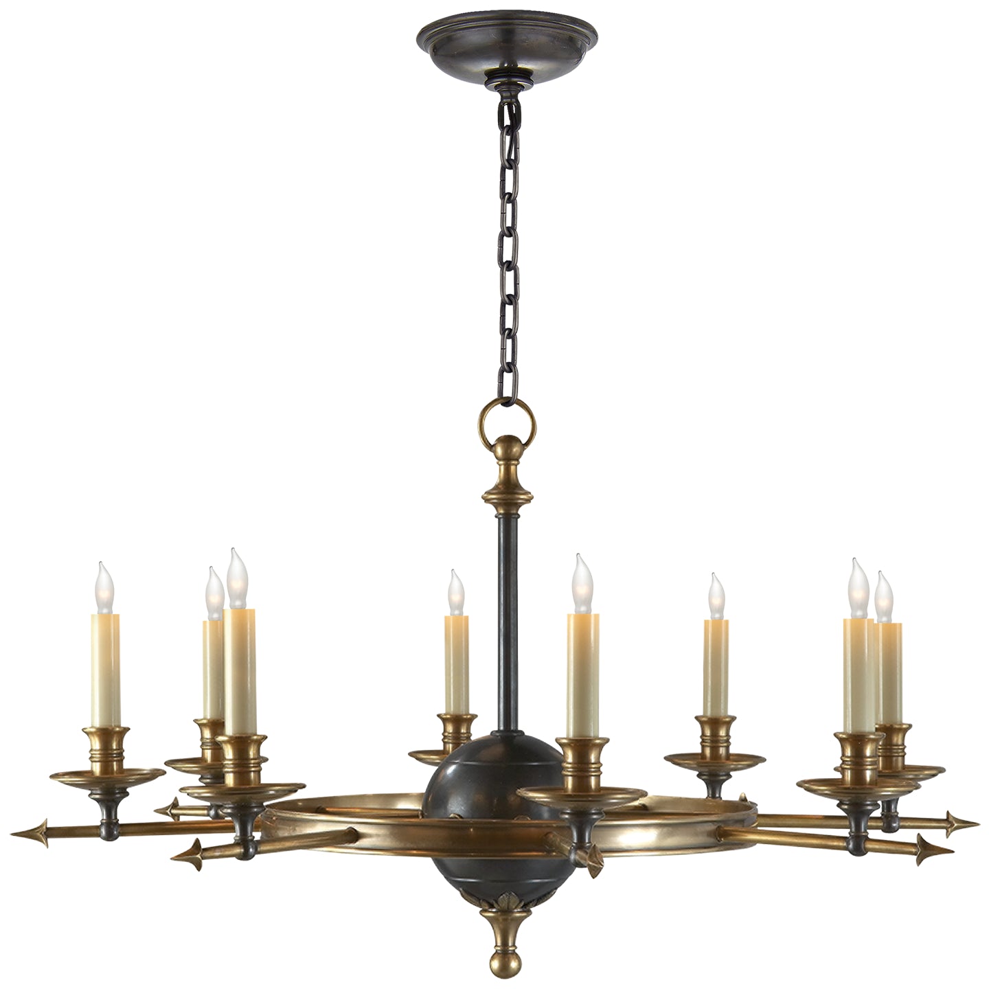 Visual Comfort Signature - CHC 1447BZ/AB - Eight Light Chandelier - Leaf and Arrow - Bronze with Antique Brass