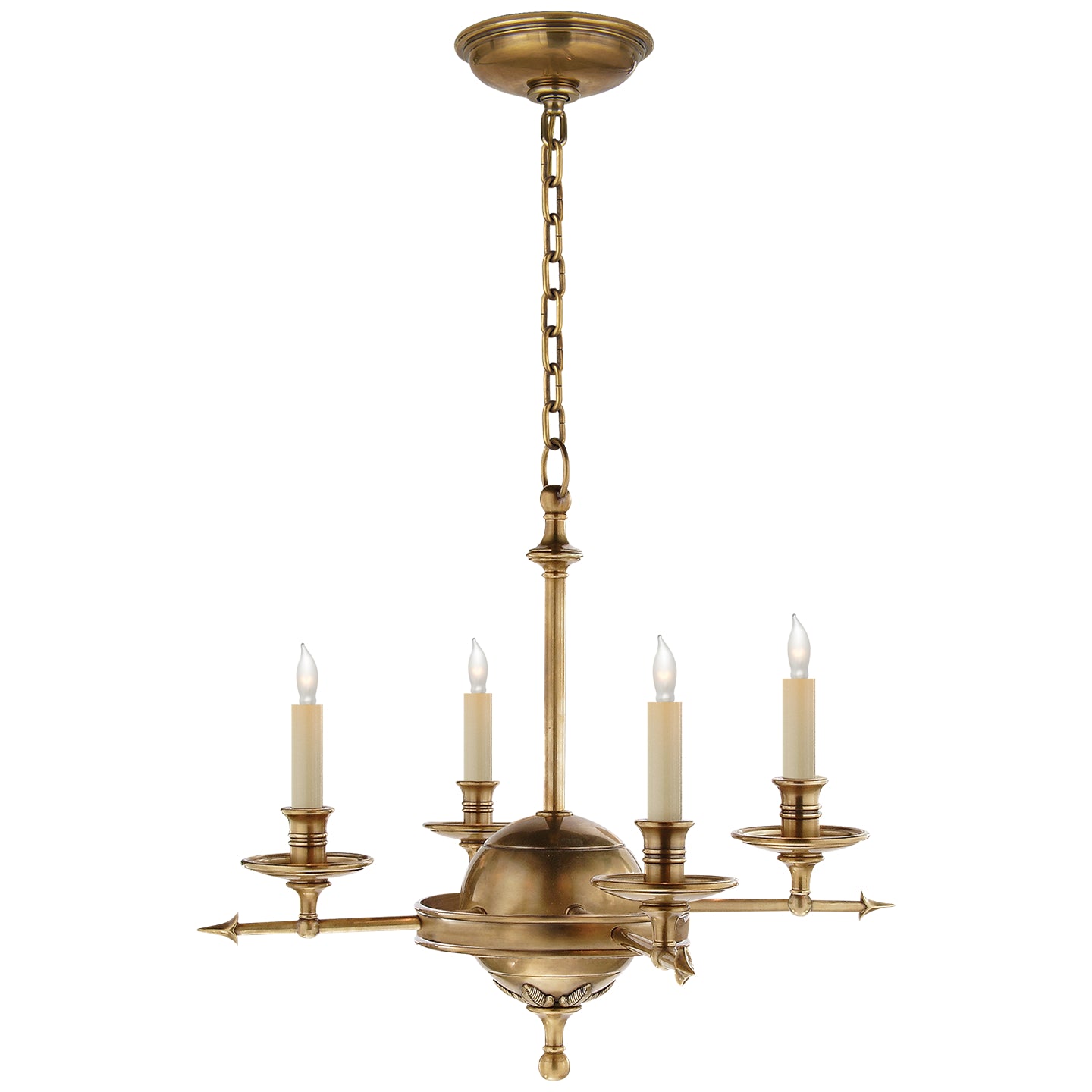 Visual Comfort Signature - CHC 1448AB - Four Light Chandelier - Leaf and Arrow - Antique-Burnished Brass