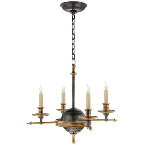 Visual Comfort Signature - CHC 1448BZ/AB - Four Light Chandelier - Leaf and Arrow - Bronze with Antique Brass