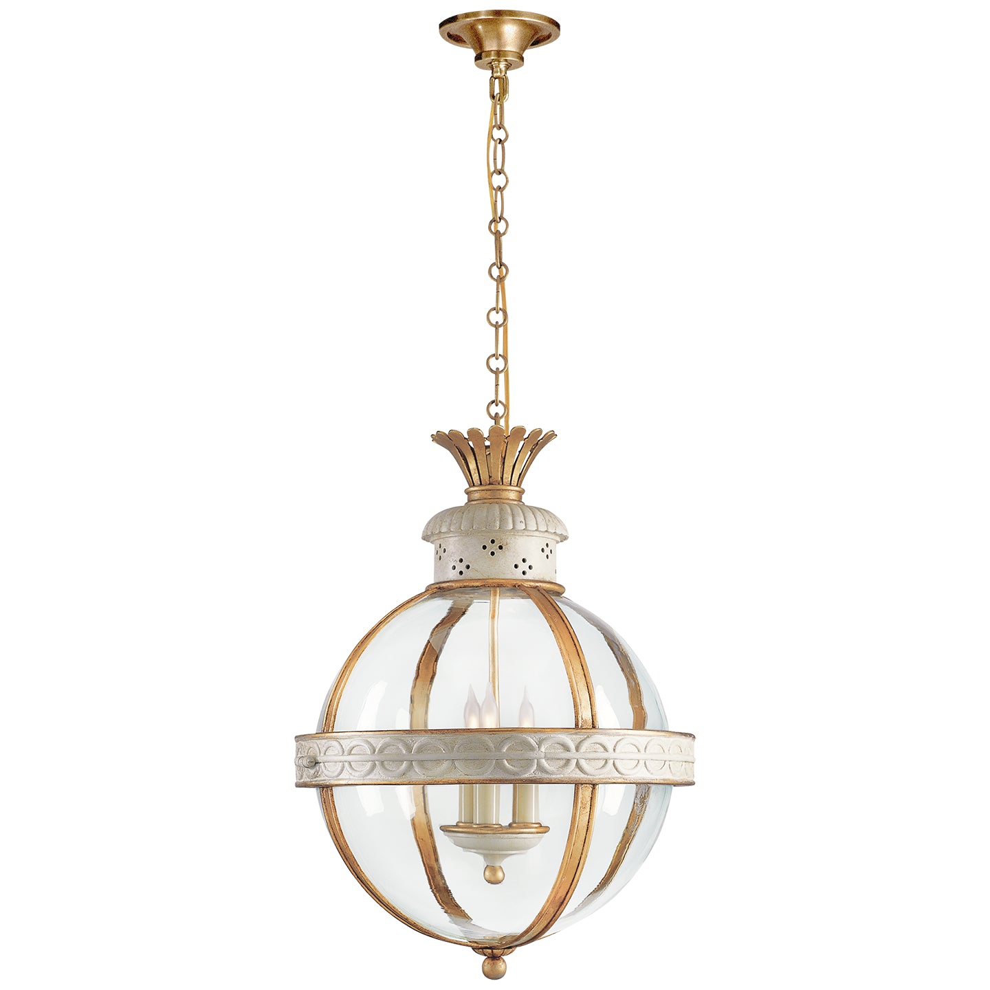 Visual Comfort Signature - CHC 2111AW-CG - Three Light Lantern - Crown Top Globe - Antique White