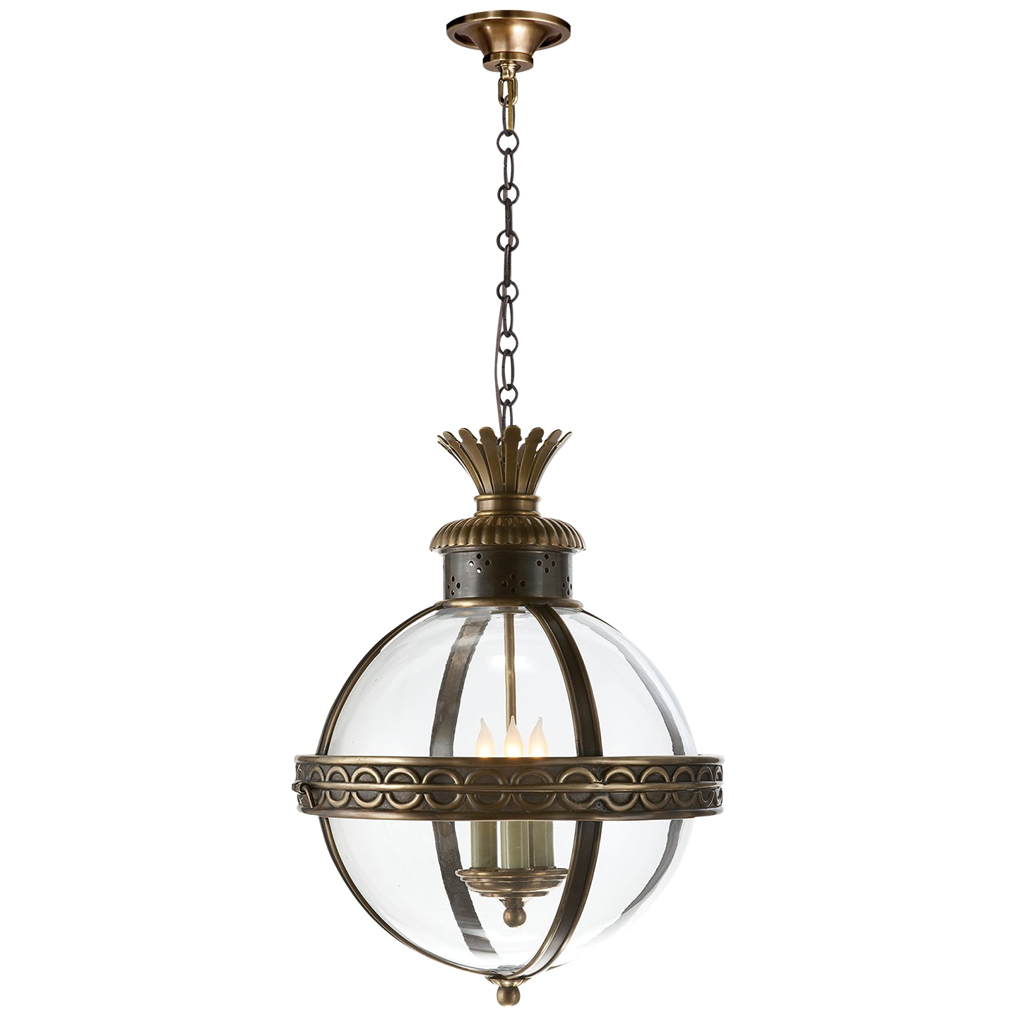 Visual Comfort Signature - CHC 2111BZ/AB-CG - Three Light Lantern - Crown Top Globe - Bronze with Antique Brass