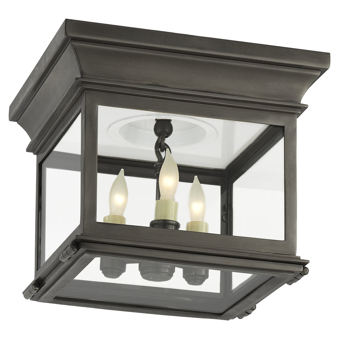 Visual Comfort Signature - CHC 4128BZ-CG - Three Light Flush Mount - Club Square - Bronze