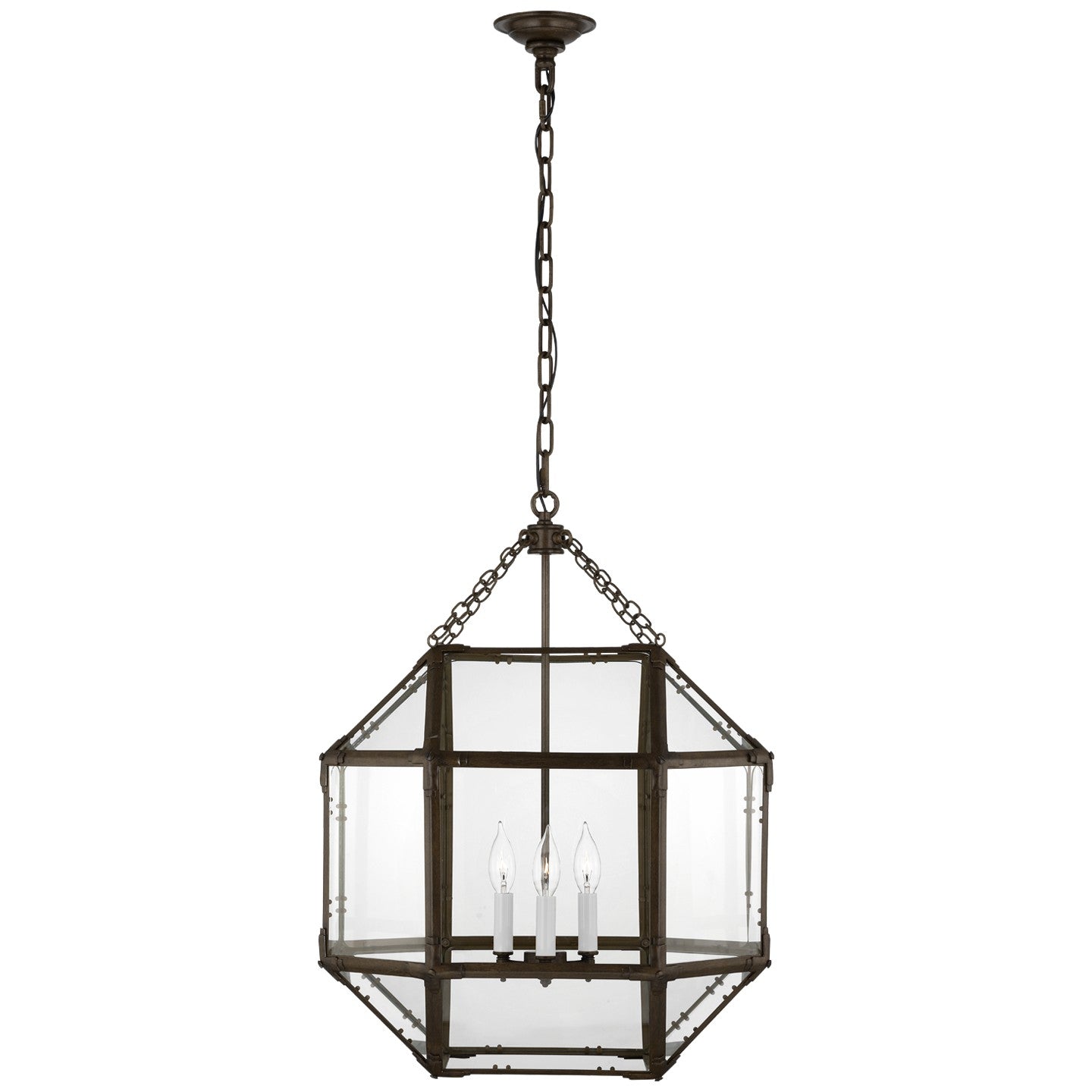 Visual Comfort Signature - SK 5009AZ-CG - Three Light Lantern - Morris - Antique Zinc