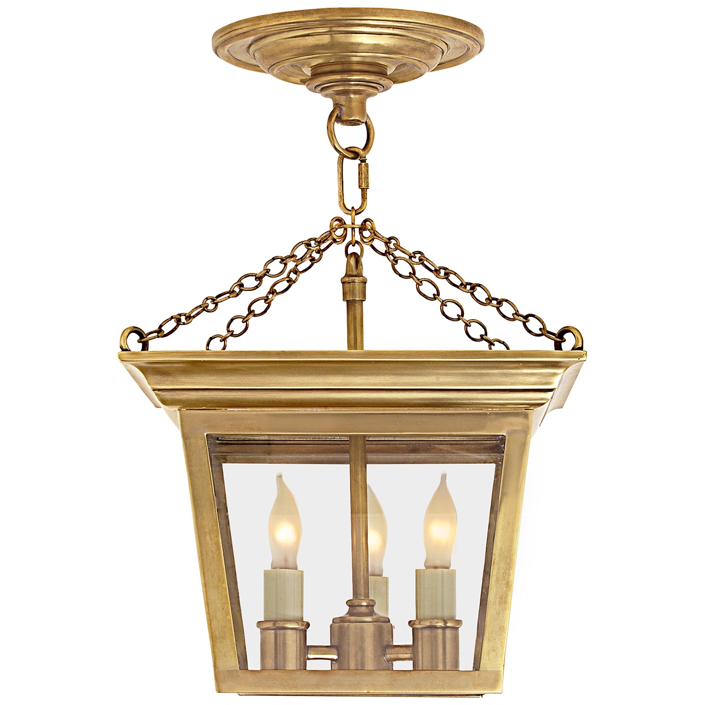 Visual Comfort Signature - SL 5870HAB - Three Light Semi-Flush Mount - Semi Flush Cornice - Hand-Rubbed Antique Brass