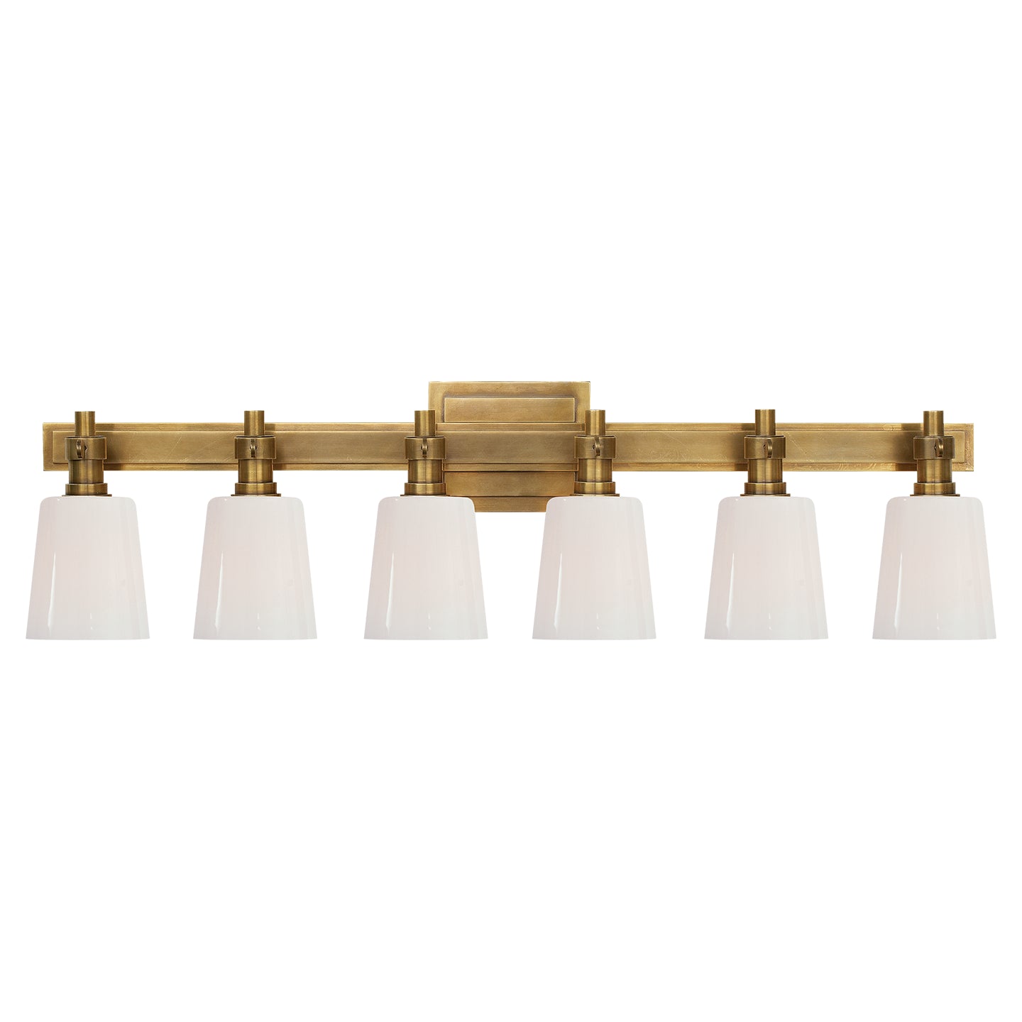 Visual Comfort Signature - TOB 2154HAB-WG - Six Light Linear Bath Sconce - Bryant Bath - Hand-Rubbed Antique Brass