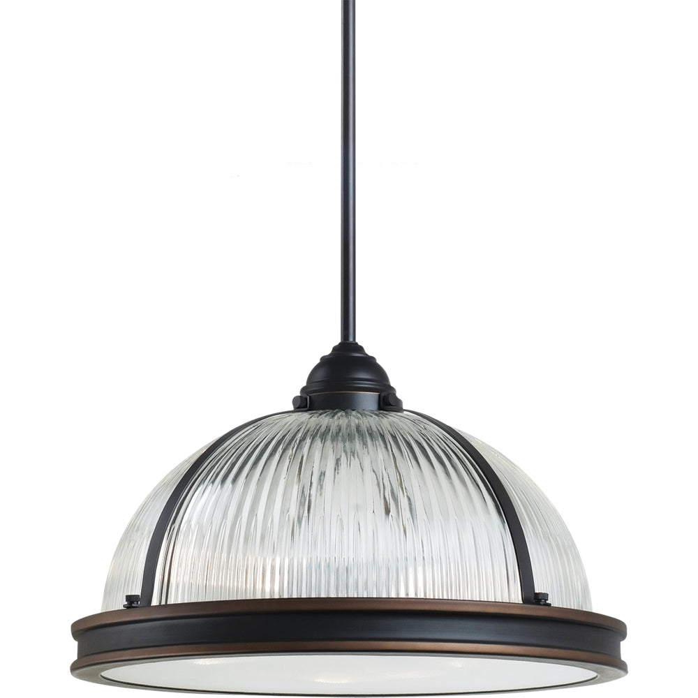 Generation Lighting. - 65062-715 - Three Light Pendant - Pratt Street Prismatic - Autumn Bronze