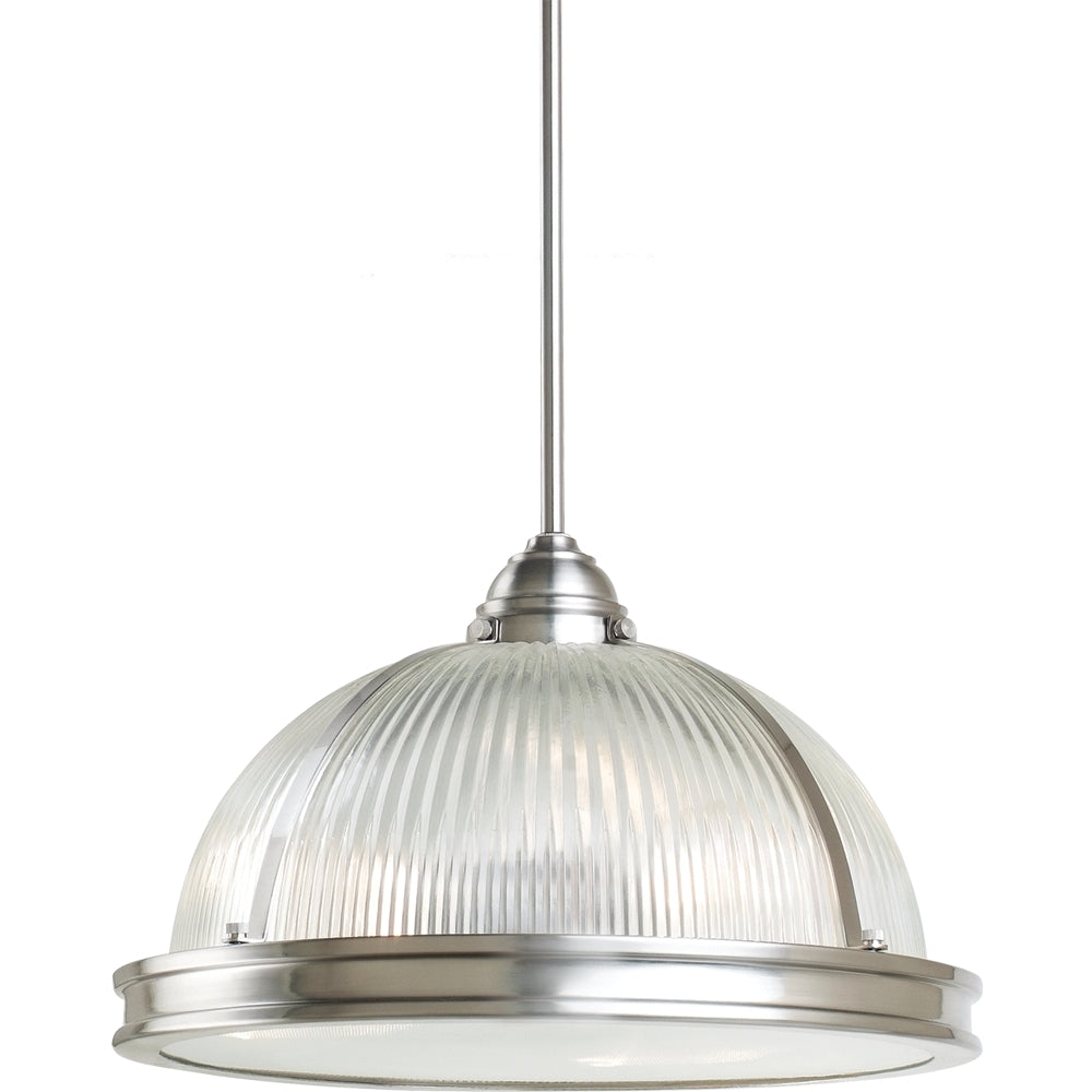 Generation Lighting. - 65062-962 - Three Light Pendant - Pratt Street Prismatic - Brushed Nickel