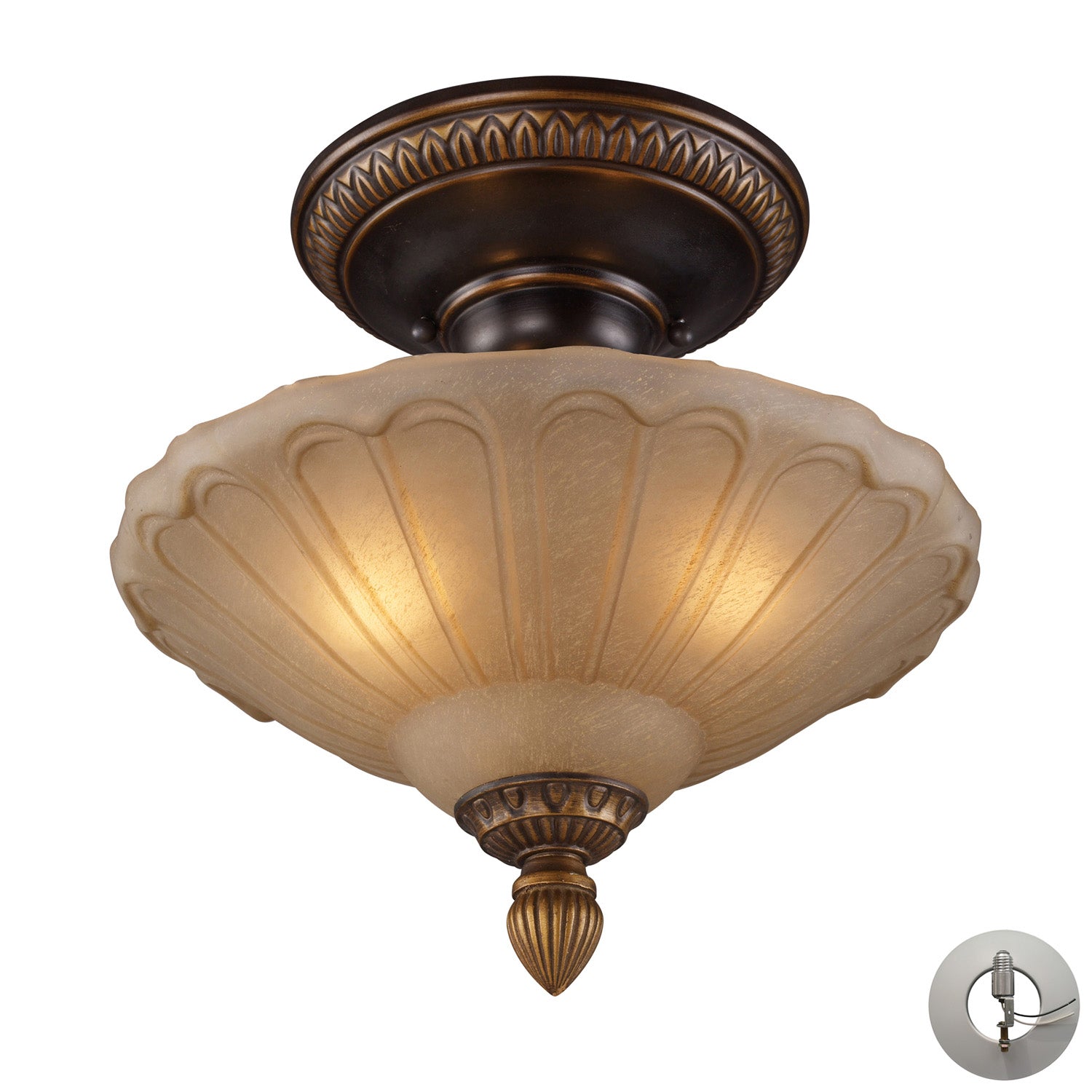 ELK Home - 08092-AGB-LA - Three Light Semi Flush Mount - Restoration - Golden Bronze