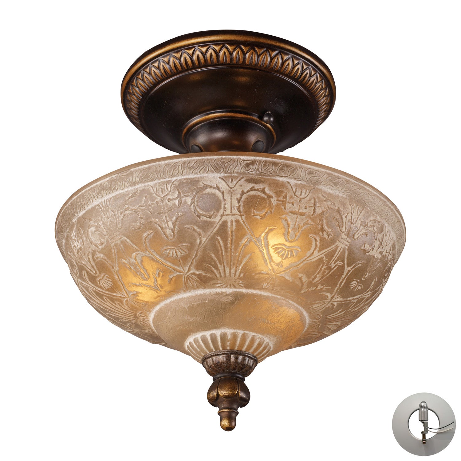 ELK Home - 08100-AGB-LA - Three Light Semi Flush Mount - Restoration - Golden Bronze