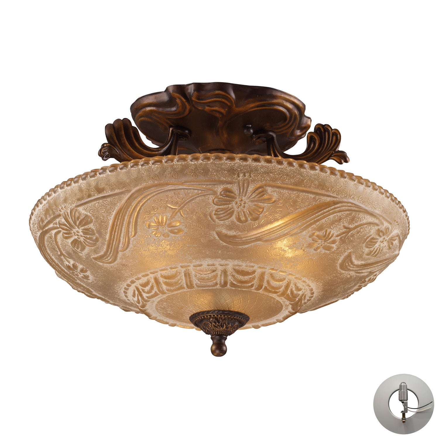 ELK Home - 08101-AGB-LA - Three Light Semi Flush Mount - Restoration - Golden Bronze