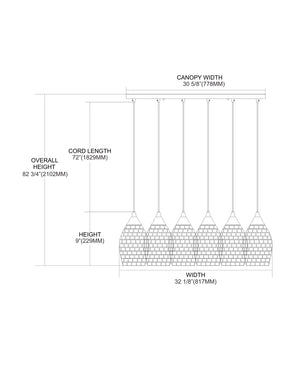 ELK Home - 10141/6RC - Six Light Pendant - Capri - Satin Nickel
