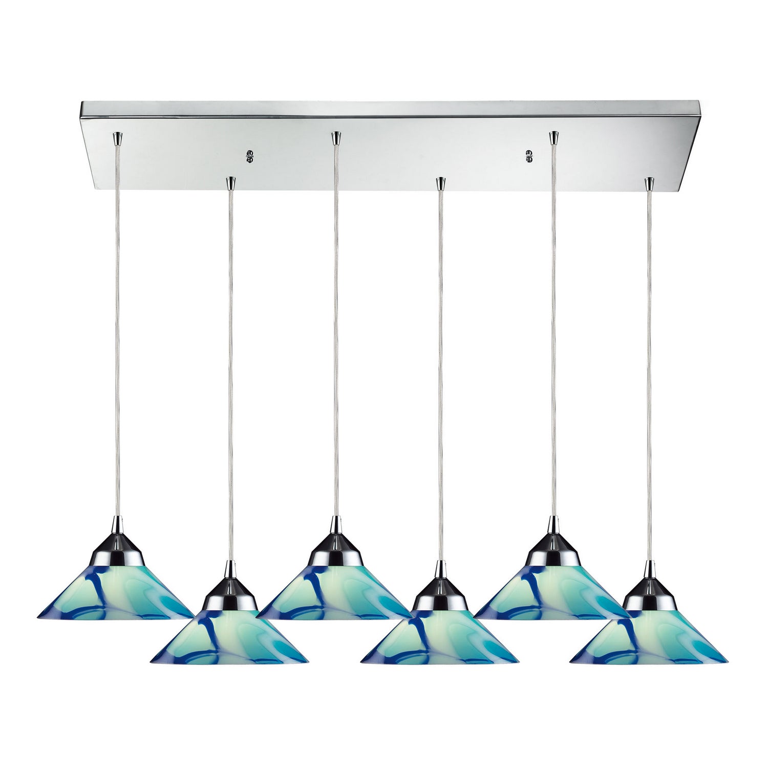 ELK Home - 1477/6RC-CAR - Six Light Pendant - Refraction - Polished Chrome