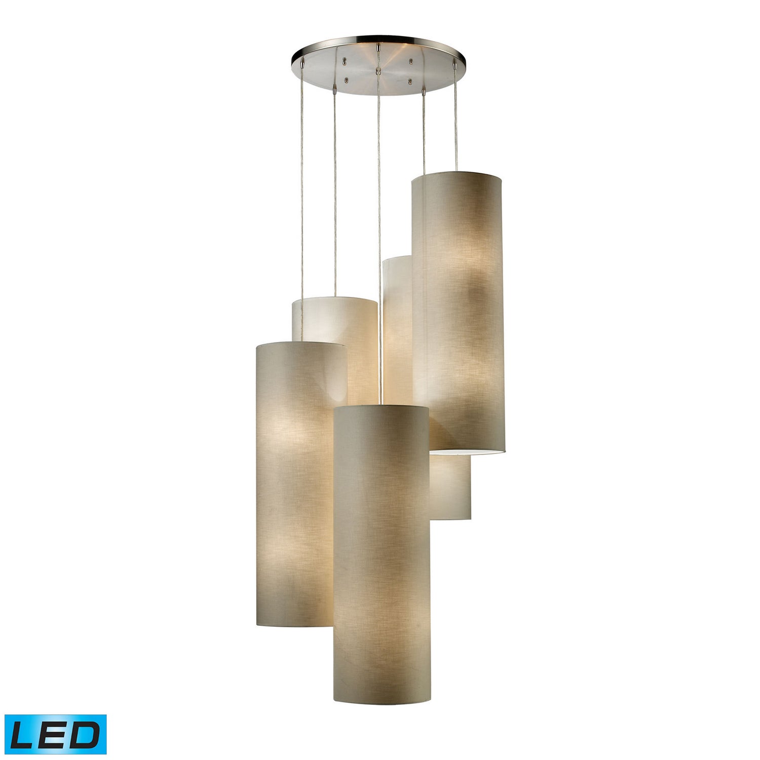 ELK Home - 20160/20R-LED - LED Mini Pendant - Fabric Cylinders - Satin Nickel