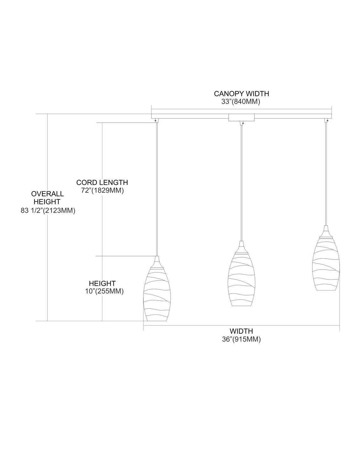 ELK Home - 31338/3L-VINW - Three Light Pendant - Twister - Polished Chrome