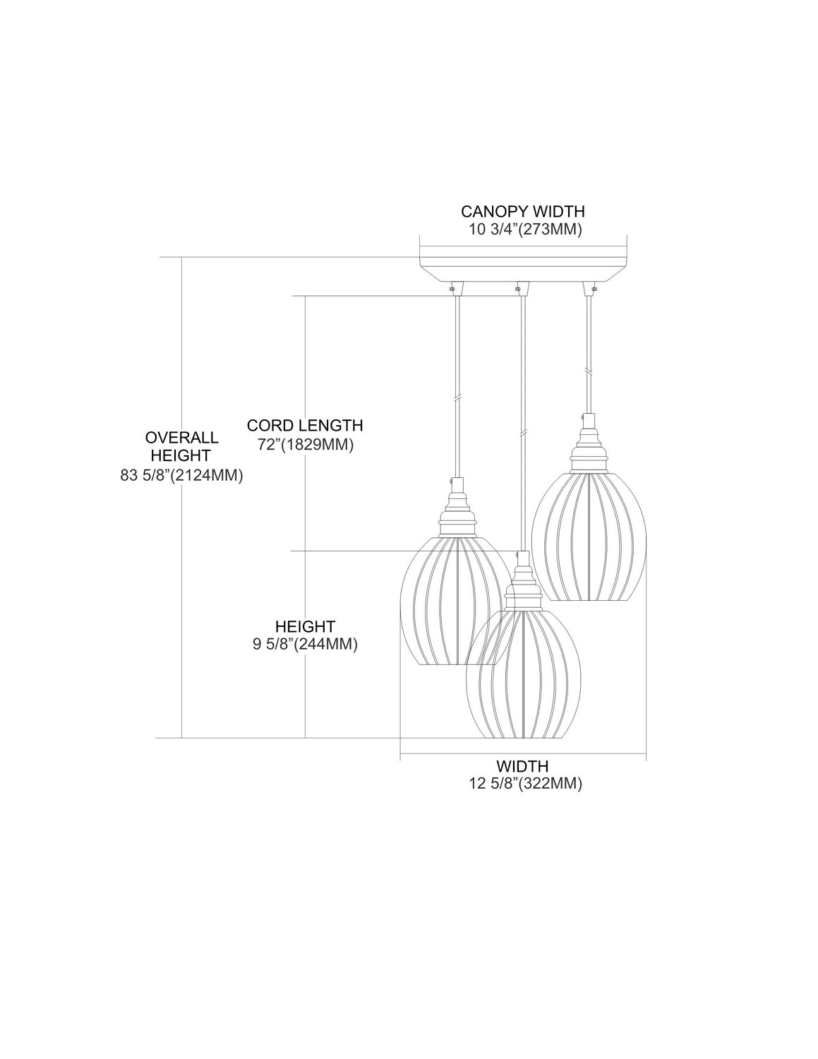 ELK Home - 46007/3 - Three Light Pendant - Danica - Oil Rubbed Bronze