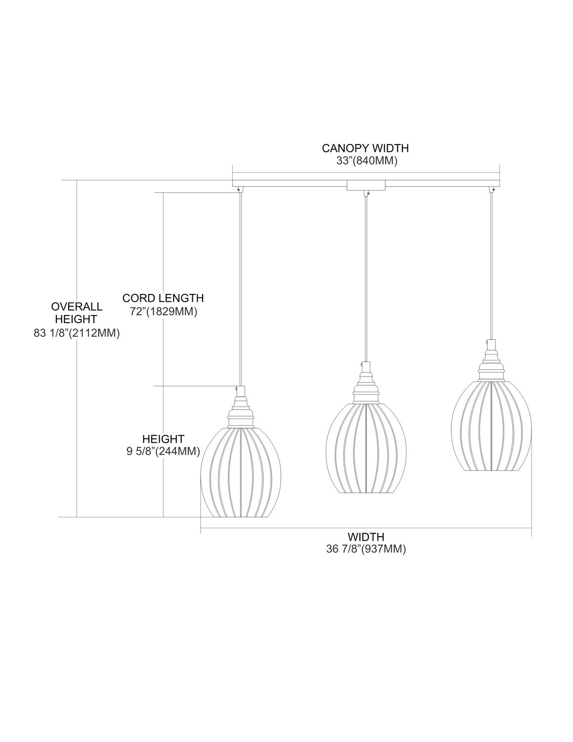 ELK Home - 46007/3L - Three Light Pendant - Danica - Oil Rubbed Bronze