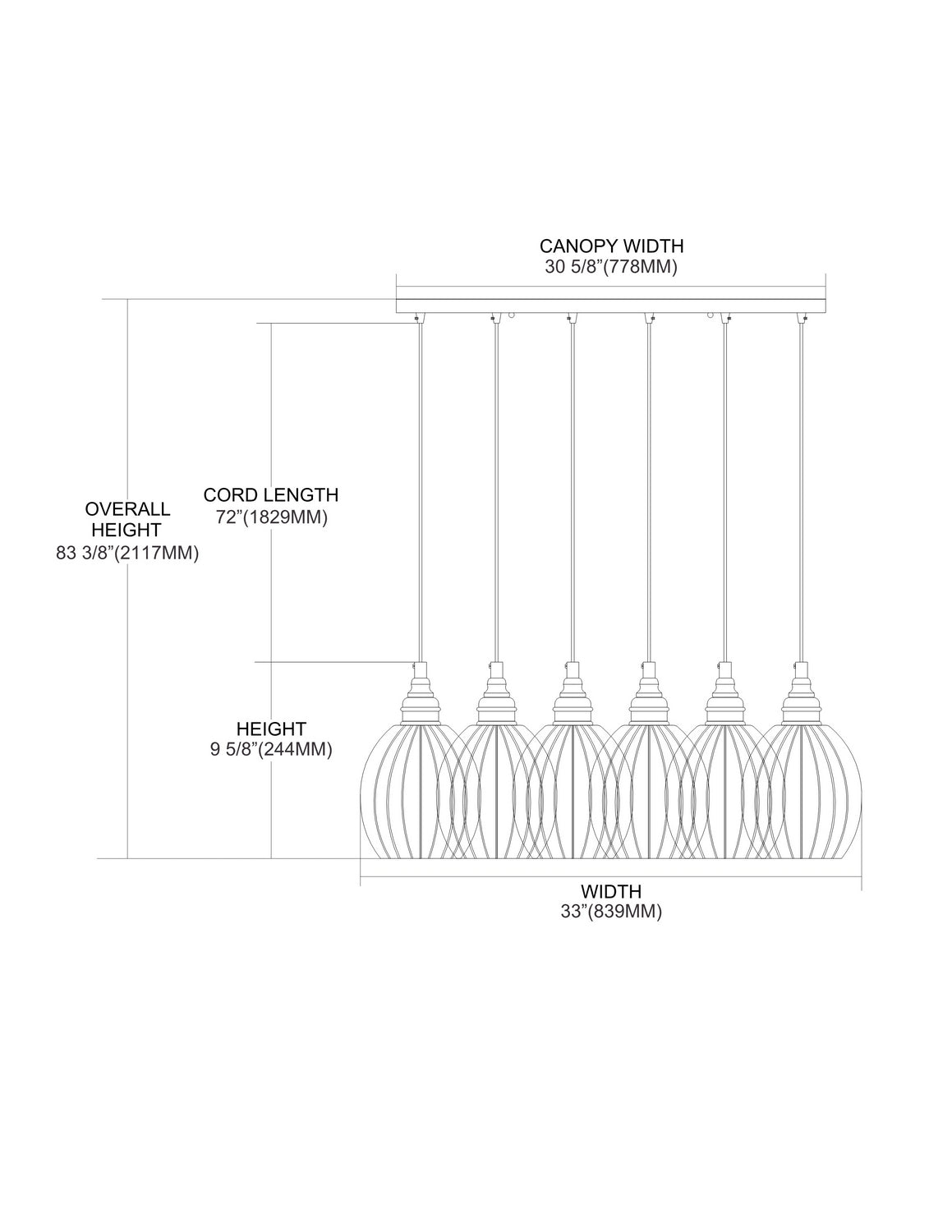 ELK Home - 46007/6RC - Six Light Pendant - Danica - Oil Rubbed Bronze