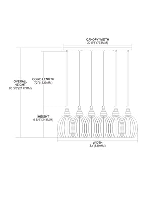 ELK Home - 46007/6RC - Six Light Pendant - Danica - Oil Rubbed Bronze