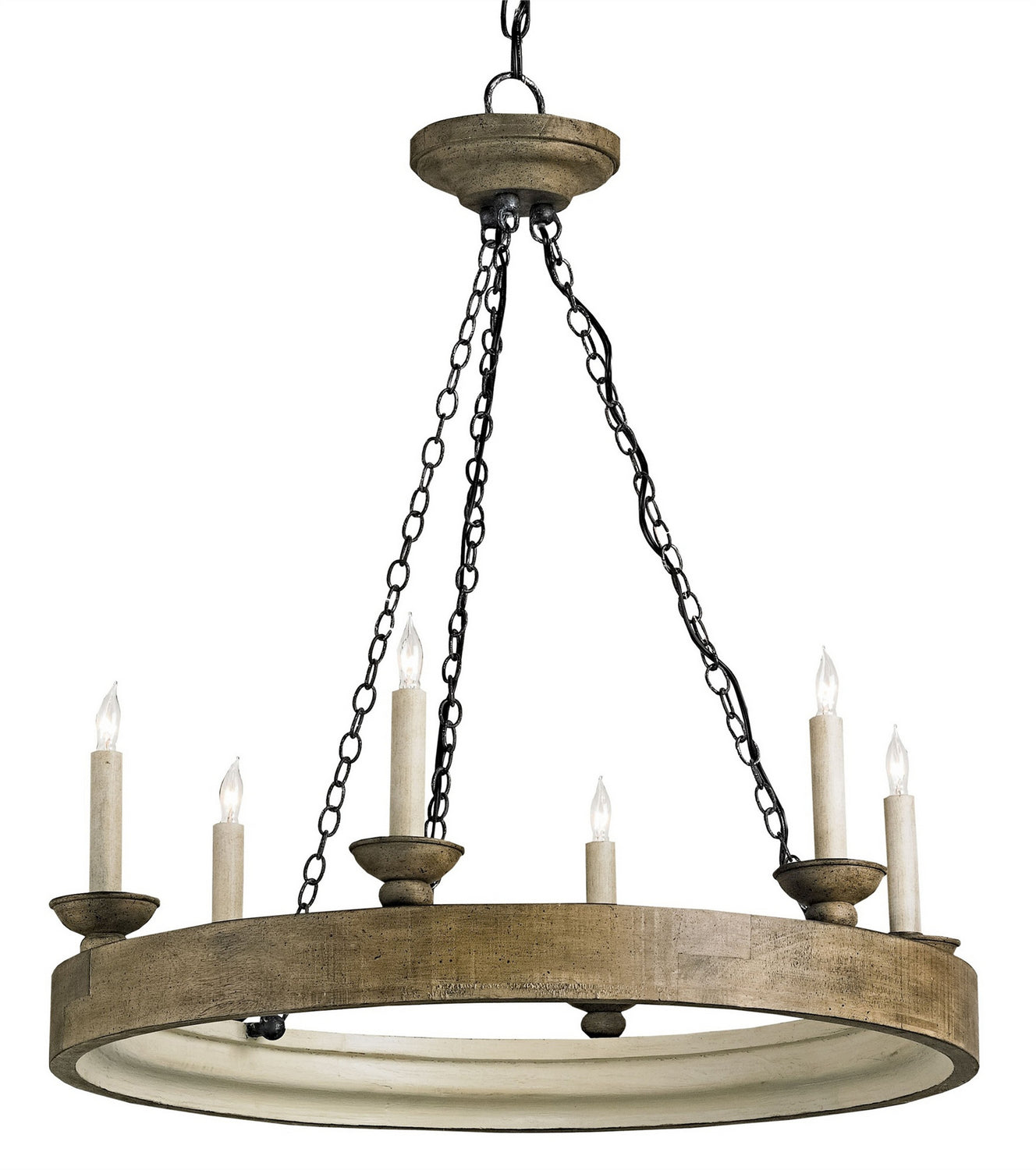 Currey and Company - 9972 - Six Light Chandelier - Beachhouse - Smokewood Crackle/London Black