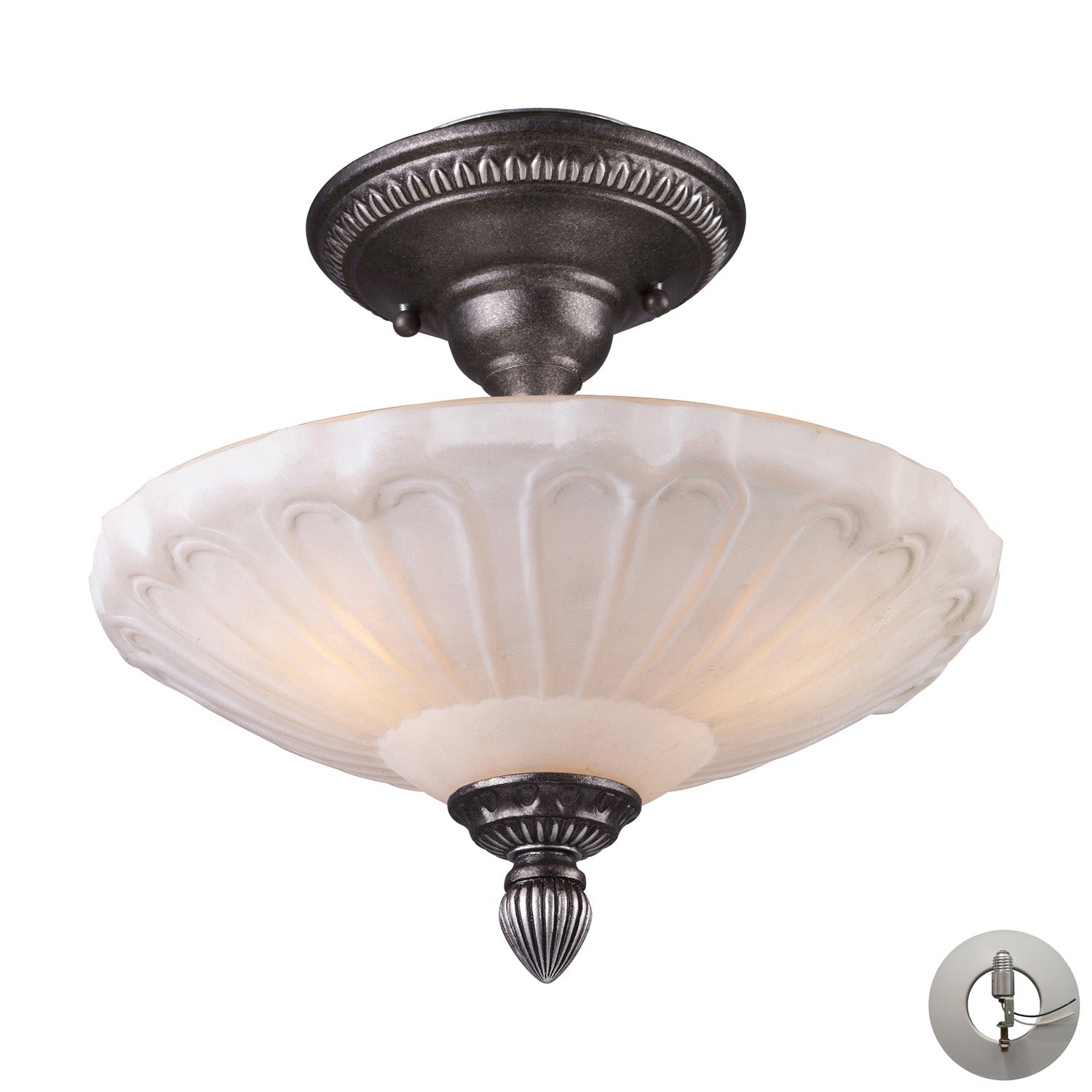 ELK Home - 66092-3-LA - Three Light Semi Flush Mount - Restoration - Dark Silver