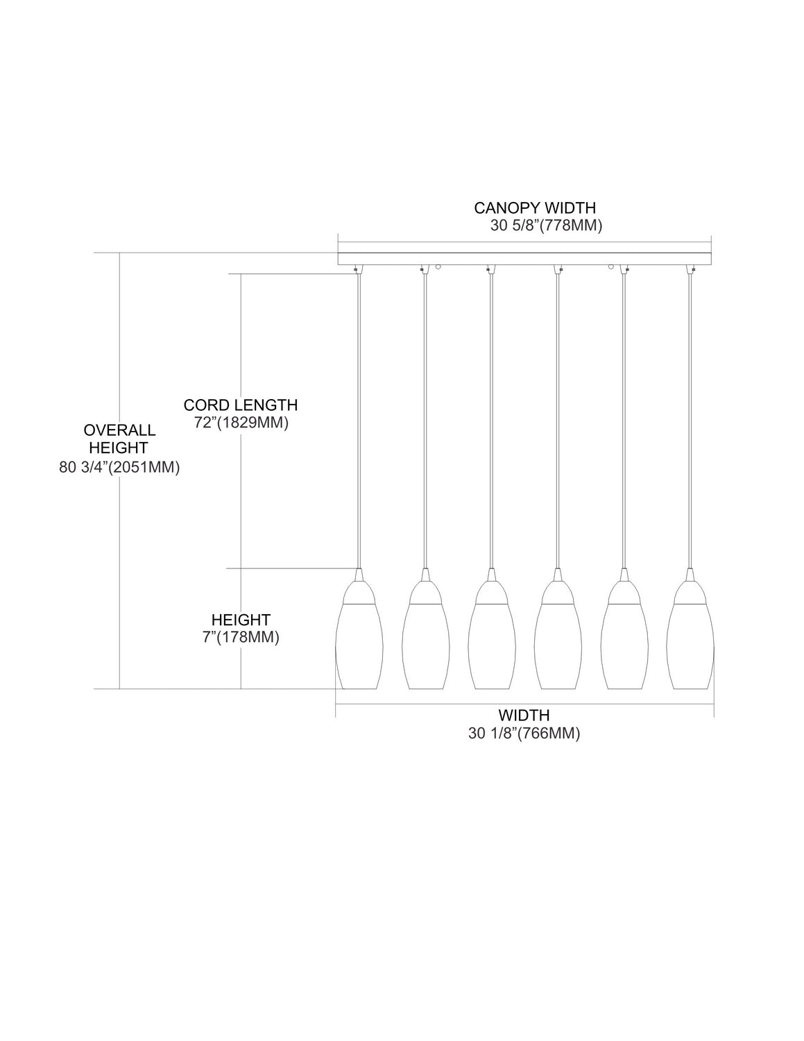 ELK Home - 110-6RC-BL - Six Light Pendant - Milan - Satin Nickel