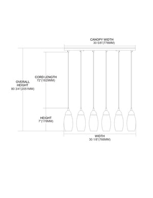 ELK Home - 110-6RC-BL - Six Light Pendant - Milan - Satin Nickel