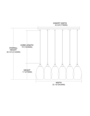 ELK Home - 517-6RC-S - Six Light Pendant - Mulinello - Satin Nickel