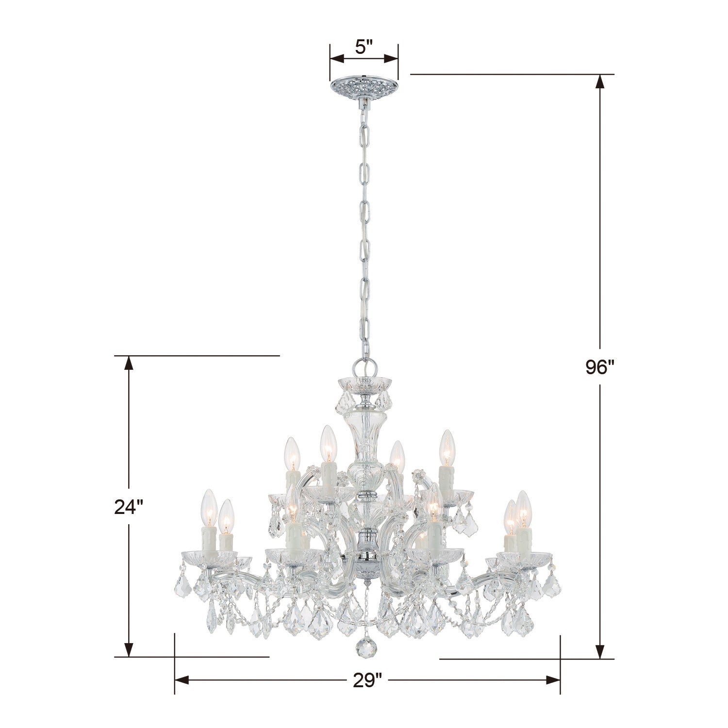 Crystorama - 4479-CH-CL-MWP - 12 Light Chandelier - Maria Theresa - Polished Chrome