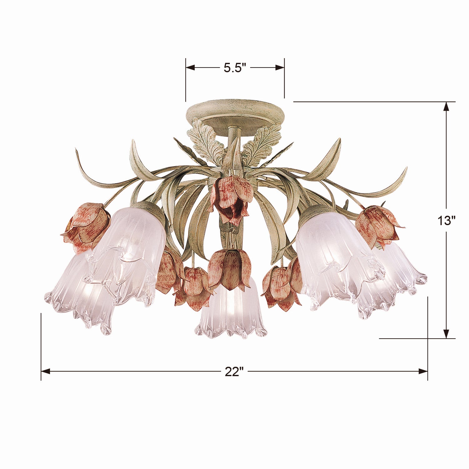 Crystorama - 4800-SR - Five Light Semi Flush Mount - Southport - Sage Rose