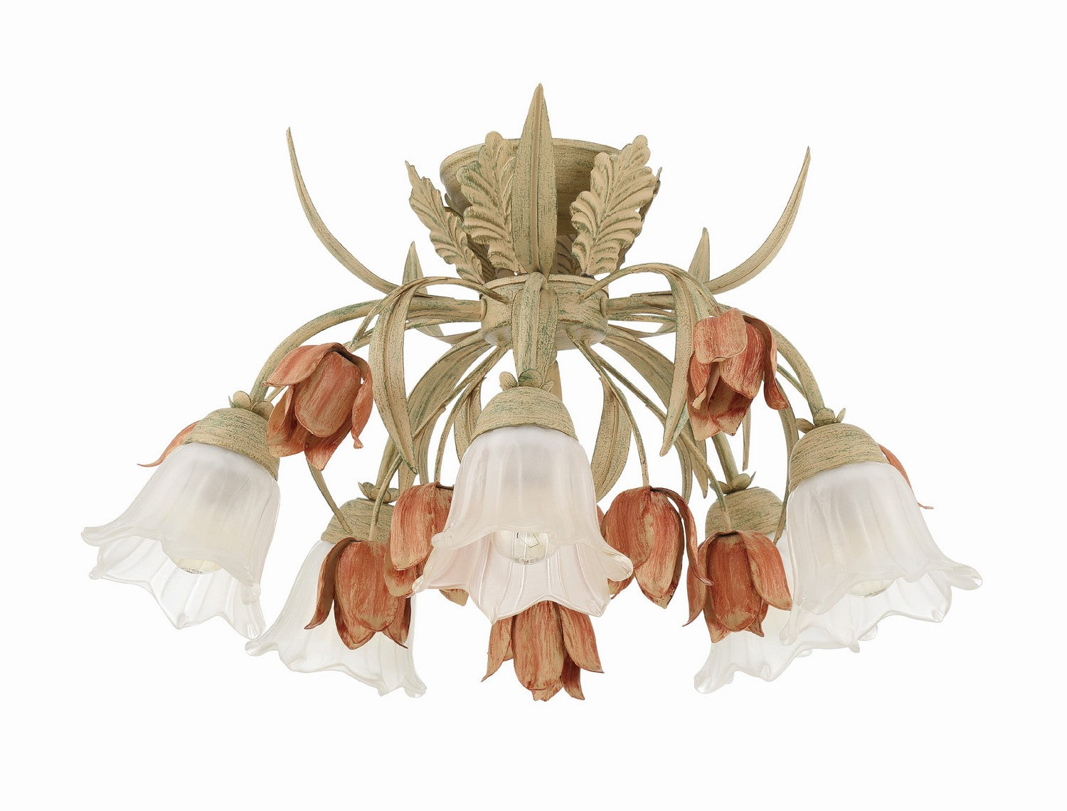 Crystorama - 4800-SR - Five Light Semi Flush Mount - Southport - Sage Rose