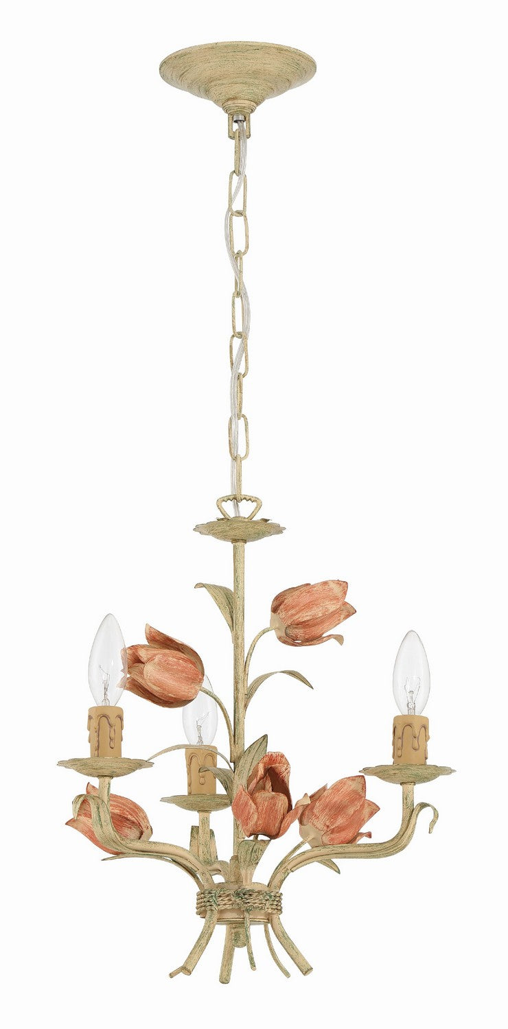 Crystorama - 4803-SR - Three Light Mini Chandelier - Southport - Sage Rose