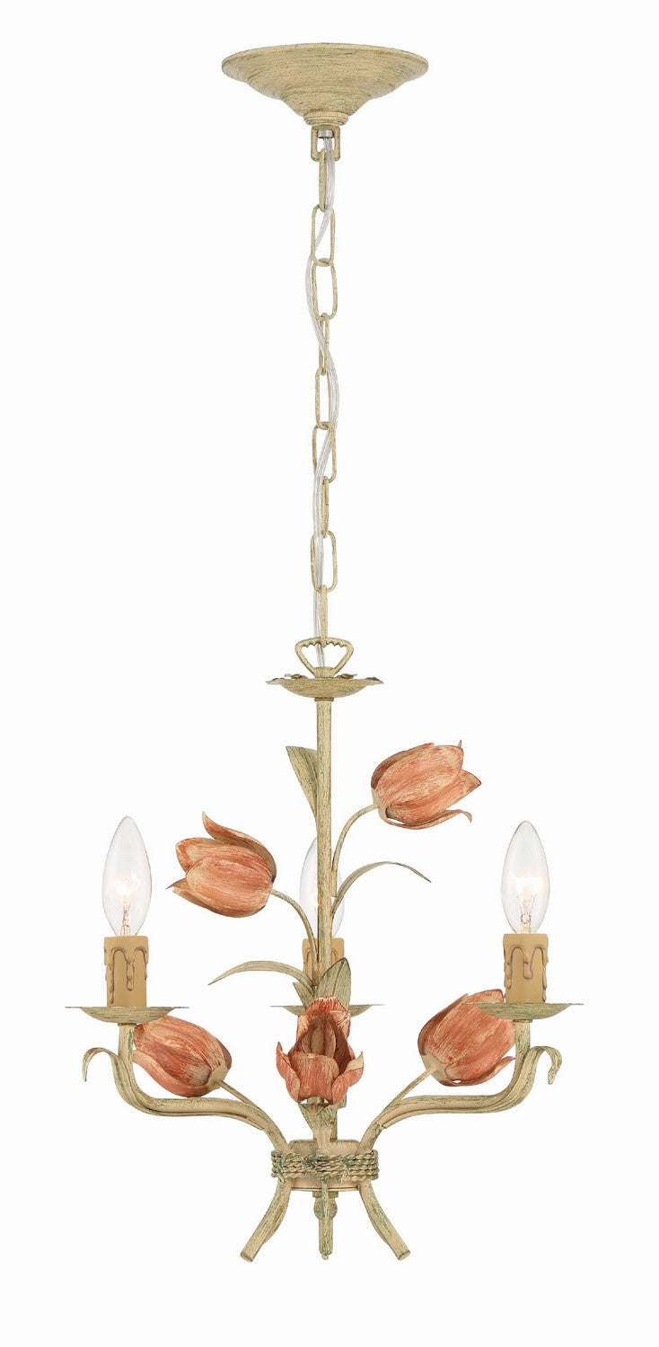 Crystorama - 4803-SR - Three Light Mini Chandelier - Southport - Sage Rose