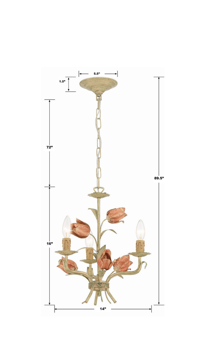 Crystorama - 4803-SR - Three Light Mini Chandelier - Southport - Sage Rose