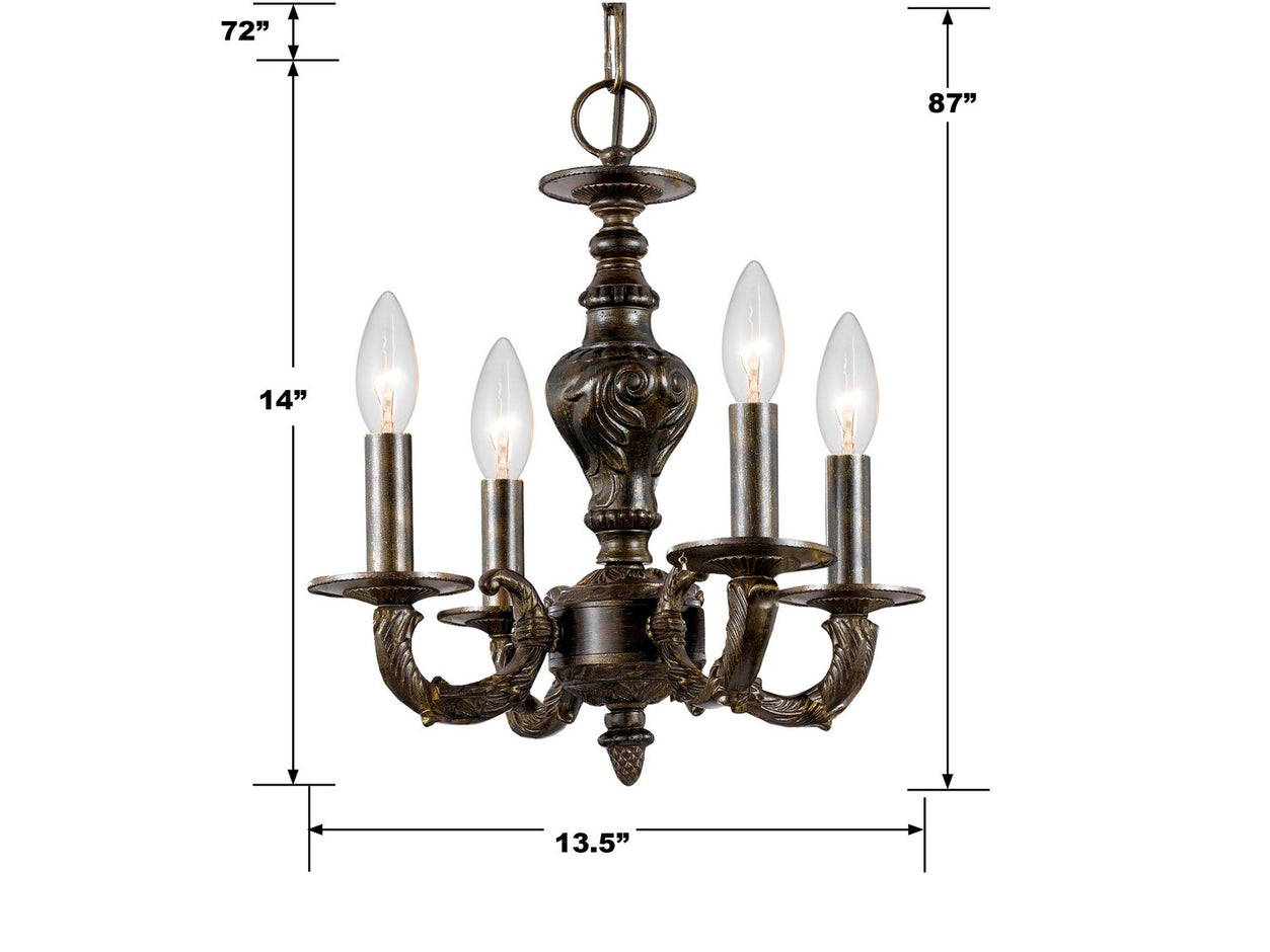 Crystorama - 5124-VB - Four Light Mini Chandelier - Paris Market - Venetian Bronze