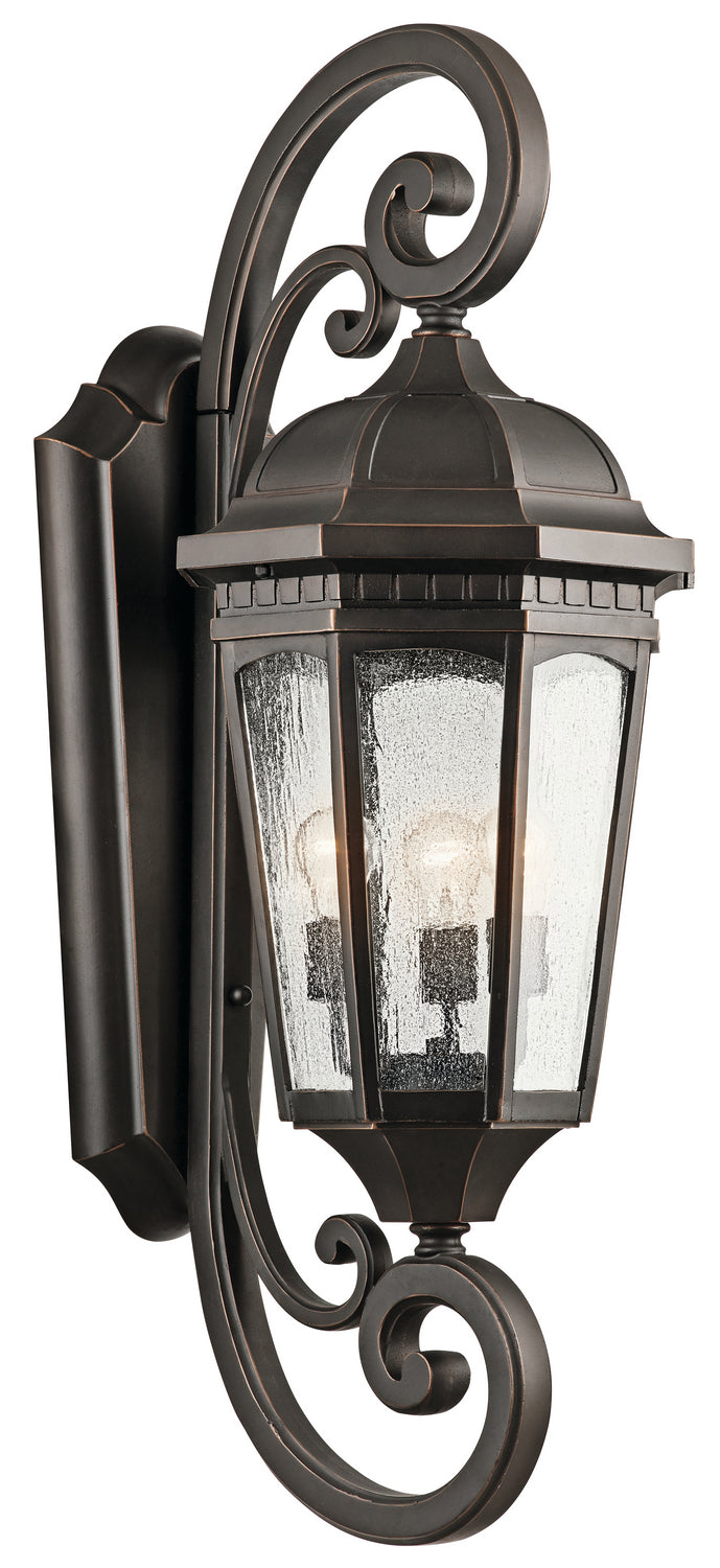 Kichler - 9060RZ - Three Light Outdoor Wall Mount - Courtyard - Rubbed Bronze