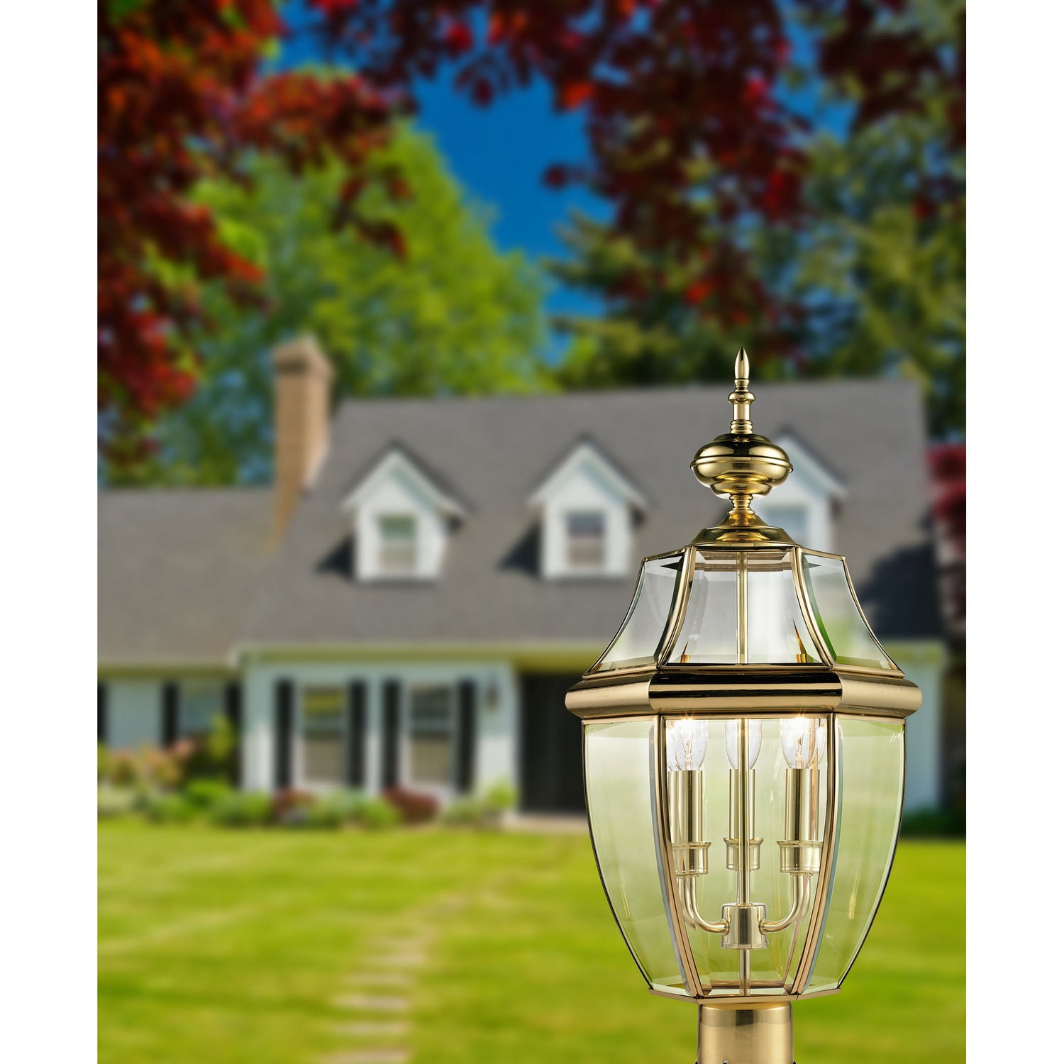 ELK Home - 8603EP/85 - Three Light Post Mount - Ashford - Antique Brass