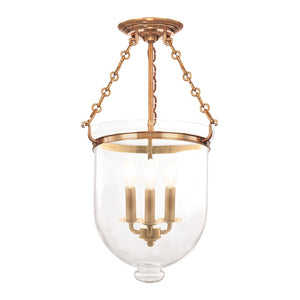 Hudson Valley - 253-AGB-C1 - Three Light Semi Flush Mount - Hampton - Aged Brass