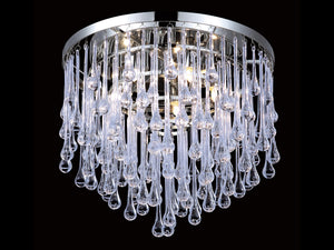 Avenue Lighting - HF1803-PN - Five Light Flush Mount - Hollywood Blvd. - Polish Nickel / Clear Glass Tear Drops